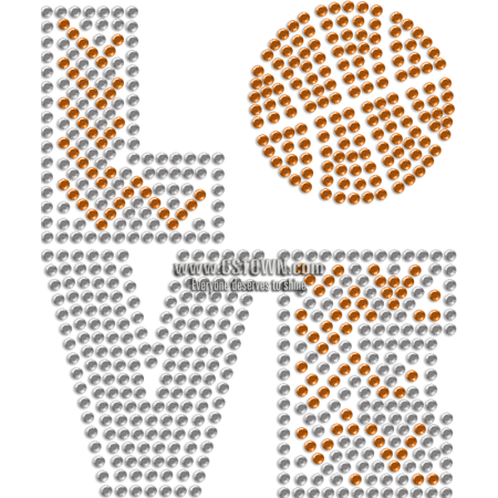 I Love Basketball Premium Rhinestone Heat Press Design for Mask